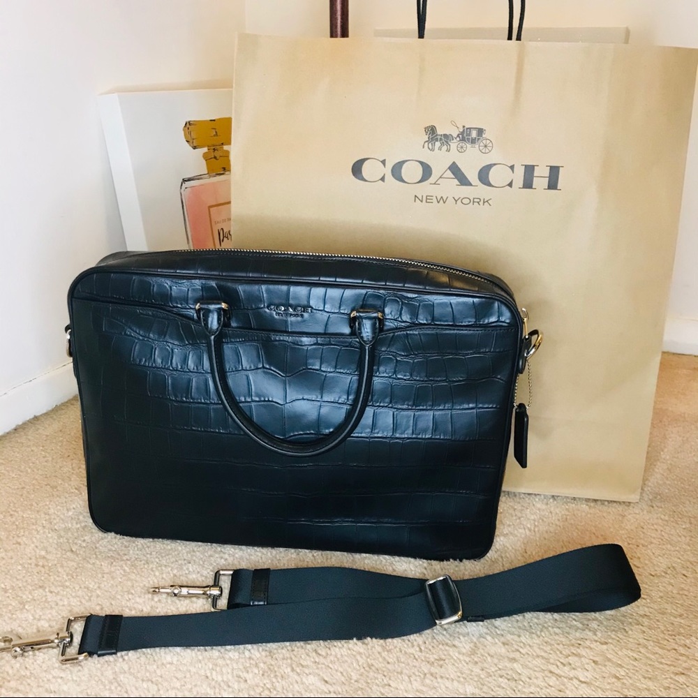 Coach | Black crocodile Brief Case